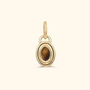 Alex Tiger Eye pendant van gold plated brass met ovale tijgeroog steen – Josephina Jewelry