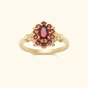 Vintage Garnet Flower ring