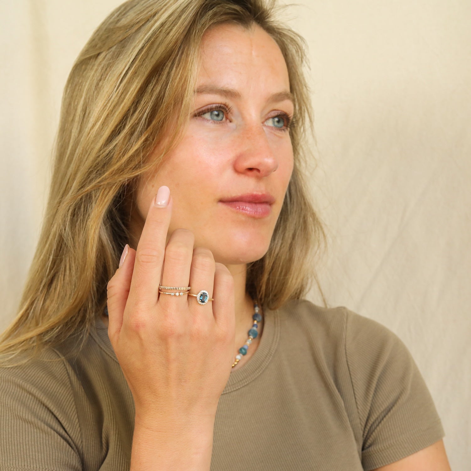 Dina London Blue Topaz Diamond ring | 9K